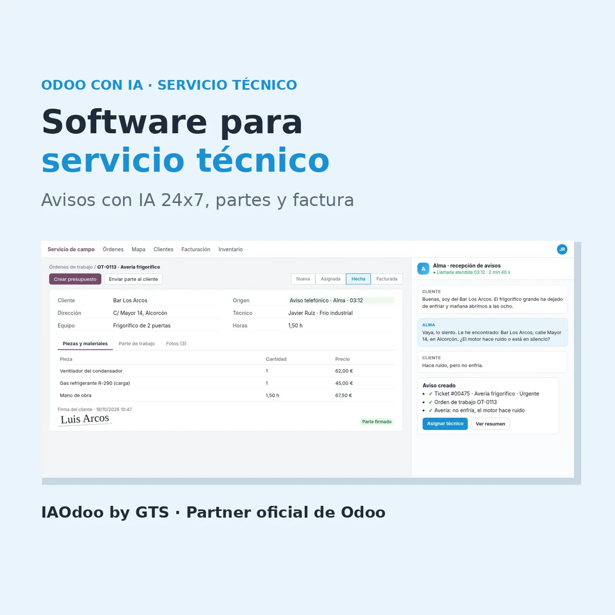 Software para servicio técnico con IA (Sencillo · de 1 a 3 usuarios · precio por usuario)
